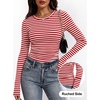 image:imageANRABESS Womens Long Sleeve Shirts Ruched Fitted TopsRed White Stripe