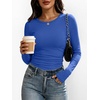 image:imageANRABESS Womens Long Sleeve Shirts Ruched Fitted TopsRoyal Blue