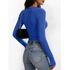 image:imageANRABESS Womens Long Sleeve Shirts Ruched Fitted TopsRoyal Blue