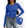 image:imageANRABESS Womens Long Sleeve Shirts Ruched Fitted TopsRoyal Blue