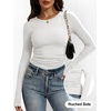 image:imageANRABESS Womens Long Sleeve Shirts Ruched Fitted TopsWhite