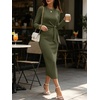 image:imageANRABESS Womens Long Sleeve WrinkleFree Fall Tie Waist Midi DressArmy Green