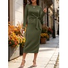 image:imageANRABESS Womens Long Sleeve WrinkleFree Fall Tie Waist Midi DressArmy Green
