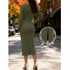 image:imageANRABESS Womens Long Sleeve WrinkleFree Fall Tie Waist Midi DressArmy Green