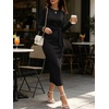 image:imageANRABESS Womens Long Sleeve WrinkleFree Fall Tie Waist Midi DressBlack