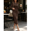 image:imageANRABESS Womens Long Sleeve WrinkleFree Fall Tie Waist Midi DressBrown