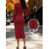 image:imageANRABESS Womens Long Sleeve WrinkleFree Fall Tie Waist Midi DressDark Red