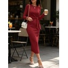 image:imageANRABESS Womens Long Sleeve WrinkleFree Fall Tie Waist Midi DressDark Red