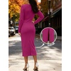image:imageANRABESS Womens Long Sleeve WrinkleFree Fall Tie Waist Midi DressHot Pink
