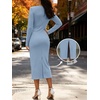 image:imageANRABESS Womens Long Sleeve WrinkleFree Fall Tie Waist Midi DressLight Blue