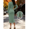 image:imageANRABESS Womens Long Sleeve WrinkleFree Fall Tie Waist Midi DressLight Green
