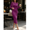 image:imageANRABESS Womens Long Sleeve WrinkleFree Fall Tie Waist Midi DressPurple Red