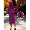 image:imageANRABESS Womens Long Sleeve WrinkleFree Fall Tie Waist Midi DressPurple Red