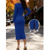 image:imageANRABESS Womens Long Sleeve WrinkleFree Fall Tie Waist Midi DressRoyal Blue