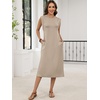 image:imageANRABESS Womens Midi Dresses Wrinkle Free Summer Casual SundressAlmond