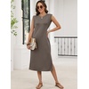image:imageANRABESS Womens Midi Dresses Wrinkle Free Summer Casual SundressCoffee Grey