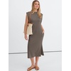 image:imageANRABESS Womens Midi Dresses Wrinkle Free Summer Casual SundressCoffee Grey