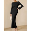 image:imageANRABESS Womens Ribbed Fall Long Sleeve Bodycon Maxi DressBlack