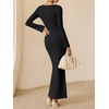 image:imageANRABESS Womens Ribbed Fall Long Sleeve Bodycon Maxi DressBlack