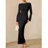 image:imageANRABESS Womens Ribbed Fall Long Sleeve Bodycon Maxi DressBlack