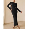image:imageANRABESS Womens Ribbed Fall Long Sleeve Bodycon Maxi DressBlack