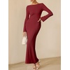 image:imageANRABESS Womens Ribbed Fall Long Sleeve Bodycon Maxi DressBurgundy Red