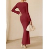 image:imageANRABESS Womens Ribbed Fall Long Sleeve Bodycon Maxi DressBurgundy Red