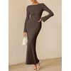 image:imageANRABESS Womens Ribbed Fall Long Sleeve Bodycon Maxi DressCoffee