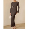 image:imageANRABESS Womens Ribbed Fall Long Sleeve Bodycon Maxi DressCoffee