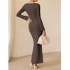 image:imageANRABESS Womens Ribbed Fall Long Sleeve Bodycon Maxi DressCoffee