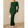 image:imageANRABESS Womens Ribbed Fall Long Sleeve Bodycon Maxi DressDeep Green