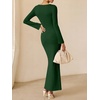 image:imageANRABESS Womens Ribbed Fall Long Sleeve Bodycon Maxi DressDeep Green