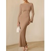 image:imageANRABESS Womens Ribbed Fall Long Sleeve Bodycon Maxi DressKhaki