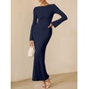 image:imageANRABESS Womens Ribbed Fall Long Sleeve Bodycon Maxi DressNavy Blue