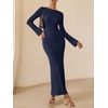 image:imageANRABESS Womens Ribbed Fall Long Sleeve Bodycon Maxi DressNavy Blue