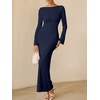 image:imageANRABESS Womens Ribbed Fall Long Sleeve Bodycon Maxi DressNavy Blue