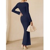 image:imageANRABESS Womens Ribbed Fall Long Sleeve Bodycon Maxi DressNavy Blue
