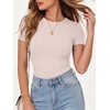 image:imageANRABESS Womens Ribbed Short Sleeve Tops Basic Tee ShirtsApricot