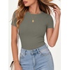 image:imageANRABESS Womens Ribbed Short Sleeve Tops Basic Tee ShirtsArmy Green