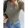 image:imageANRABESS Womens Ribbed Short Sleeve Tops Basic Tee ShirtsArmy Green