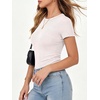 image:imageANRABESS Womens Ribbed Short Sleeve Tops Basic Tee ShirtsBeige