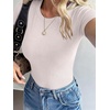 image:imageANRABESS Womens Ribbed Short Sleeve Tops Basic Tee ShirtsBeige