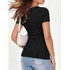 image:imageANRABESS Womens Ribbed Short Sleeve Tops Basic Tee ShirtsBlack