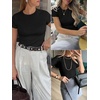 image:imageANRABESS Womens Ribbed Short Sleeve Tops Basic Tee ShirtsBlack