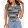 image:imageANRABESS Womens Ribbed Short Sleeve Tops Basic Tee ShirtsBlack White Striped