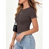 image:imageANRABESS Womens Ribbed Short Sleeve Tops Basic Tee ShirtsBrown