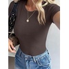 image:imageANRABESS Womens Ribbed Short Sleeve Tops Basic Tee ShirtsBrown