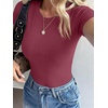 image:imageANRABESS Womens Ribbed Short Sleeve Tops Basic Tee ShirtsBurgundy