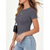 image:imageANRABESS Womens Ribbed Short Sleeve Tops Basic Tee ShirtsCharcoal