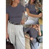 image:imageANRABESS Womens Ribbed Short Sleeve Tops Basic Tee ShirtsCharcoal